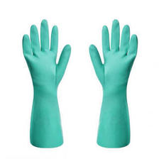 FOOJO 富居 丁腈橡胶绒里防化手套工业劳保防滑耐油耐酸碱清洁手套 蓝色一