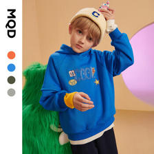 MQD 马骑顿 童装男童加绒加厚卫衣2021年冬装新款儿童连帽卡通韩版保暖卫衣